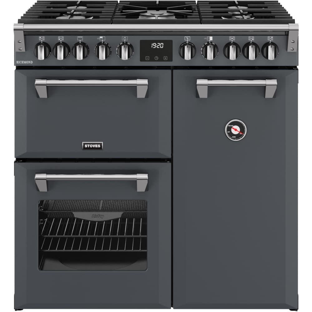 90cm Dual Fuel Stoves Range Cooker, Grey - RCA RICH 90DF ANT - London Houseware - 1