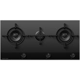 90cm 3 Burner Gas Hob, Black on Glass - Fisher & Paykel CG903DNGGB4 - Naamaste London Homewares - 1