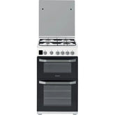 50cm Freestanding Double Oven Gas Cooker, White – Hotpoint HD5G00CCW/UK - London Houseware -1