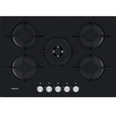 Black on Glass 5 Burner Gas Hob - Hotpoint HGS 72S BK - London Houseware - 1