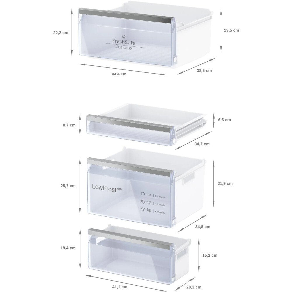 267L Low Frost Neff Integrated Fridge Freezer, Sliding Hinge, 60/40 - KI5862SE0G N50 - London Houseware - 7