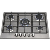 70cm Stainless Steel 5 Burner Gas Hob – SIA R6 - London Houseware - 1