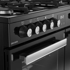 90cm Dual Fuel Belling Range Cooker, Black, A Rated - RCA COOKCENTRE 90DF - London Houseware - 3