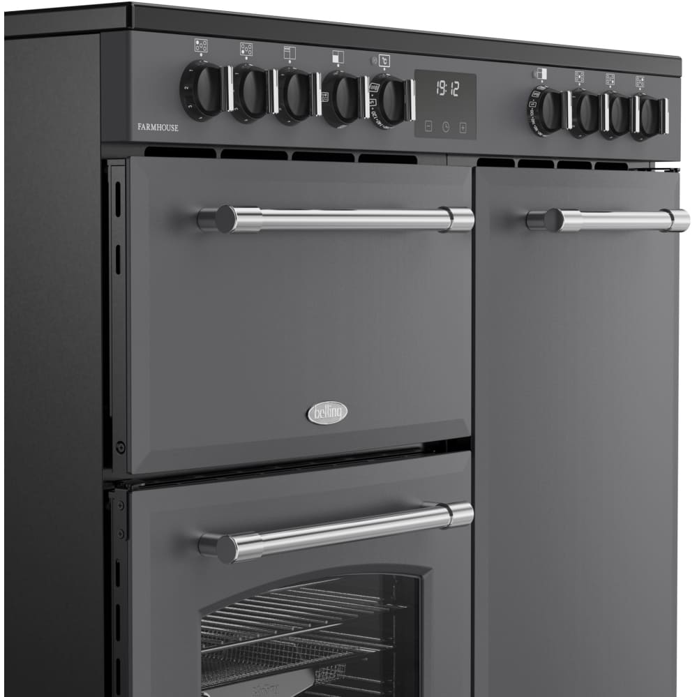 90cm Ceramic Belling Range Cooker, Grey - RCA FARMHOUSE 90E AN - London Houseware - 4