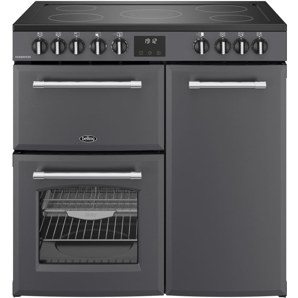 90cm Ceramic Belling Range Cooker, Grey - RCA FARMHOUSE 90E AN - London Houseware - 1