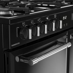 90cm Dual Fuel Belling Range Cooker, Black - Farmhouse 90DF - London Houseware - 3