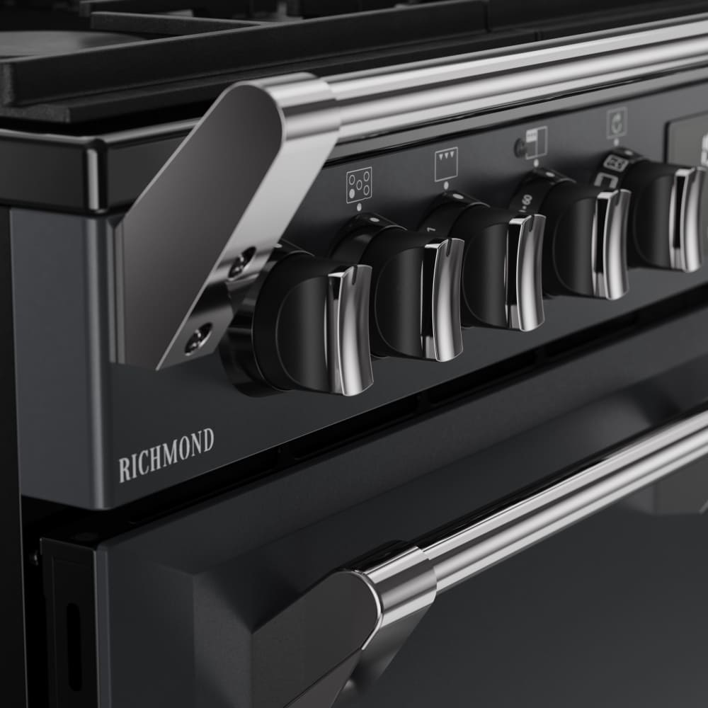 90cm Dual Fuel Stoves Range Cooker, Grey  - RCA RICH 90DF ANT - London Houseware - 4